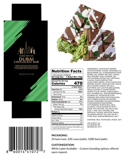 Dubai Bar – Pistachio (24 Count Cases)